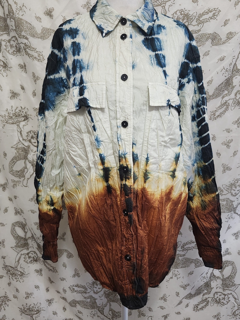 Jil Sander Plus 2022 Tie Dye Padded Puffer Shirt Jacket Shacket Size 36 IT US S